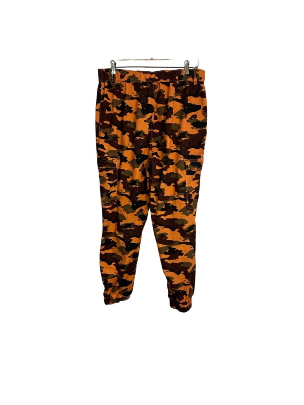 Camo Cargo Jogger Pants Orange Brown Camouflage Utility Streetwear Size XL Retro - Picture 3 of 10